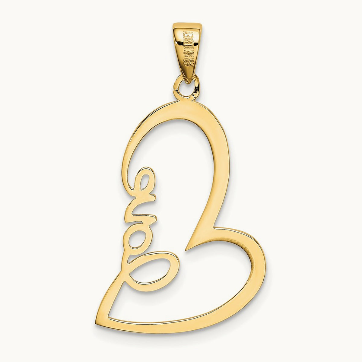 Polished LOVE Heart Pendant, 14K Gold