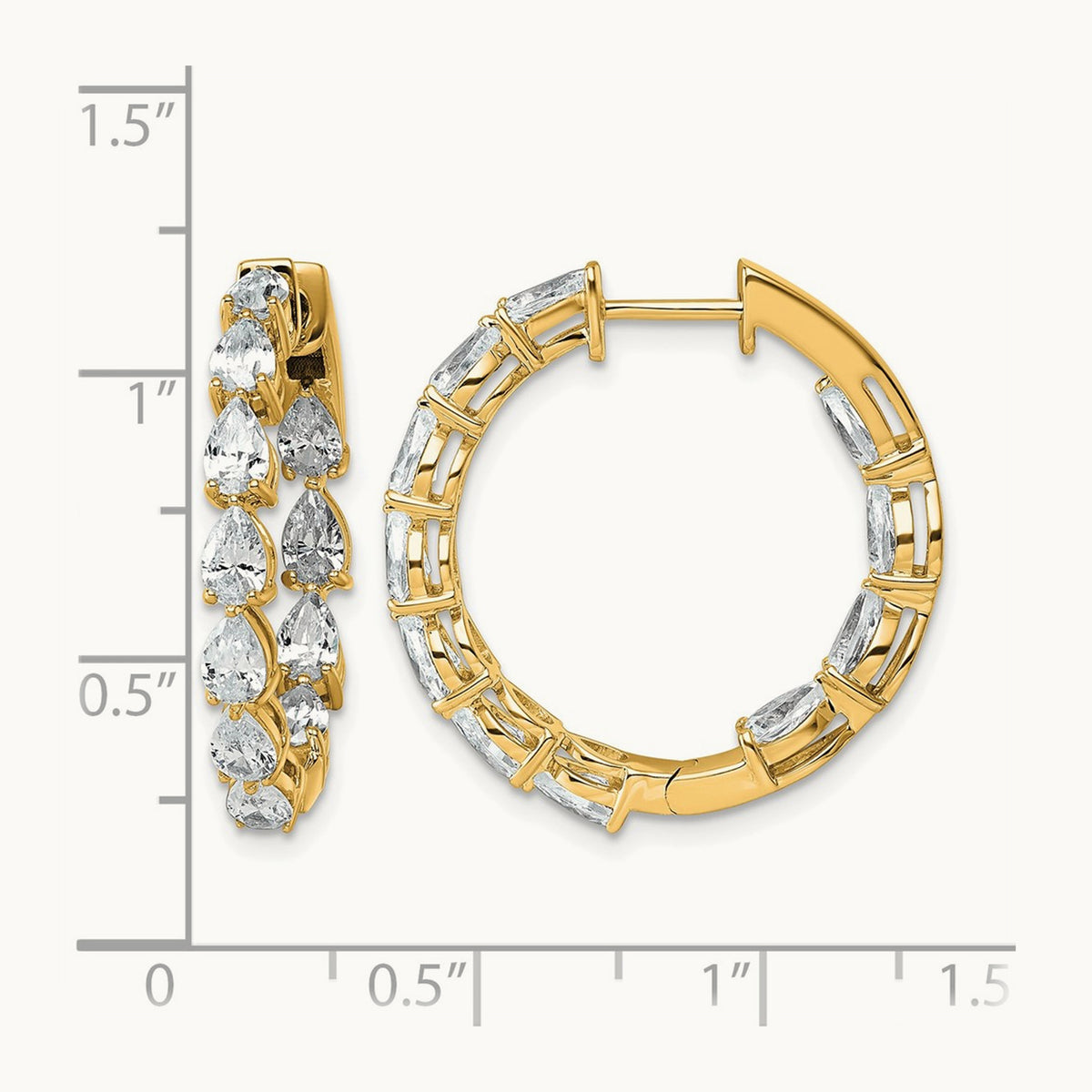 Hinged in/Out Hoop Earrings, 3.25 ct tw Lab-Grown Diamond — 14K Yellow Gold