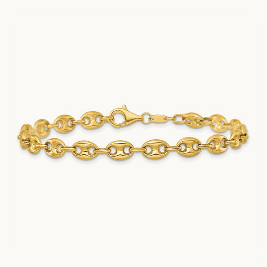 Polished Puffed Mariner 7.5 in Bracelet, 14K