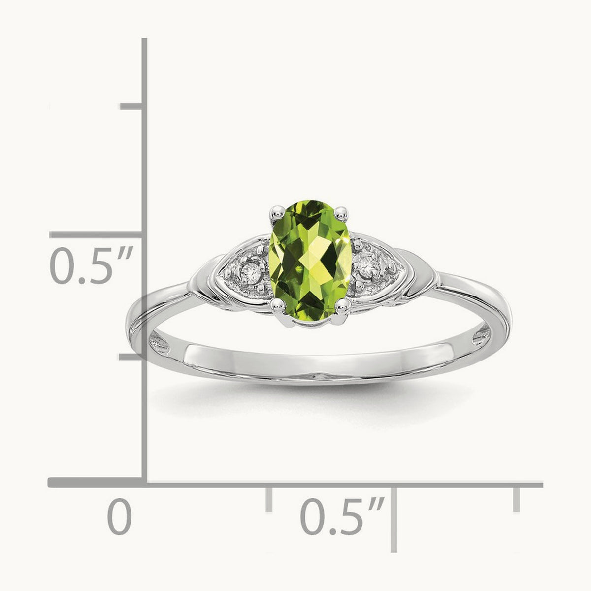 Peridot and Diamond Ring, 14K White Gold