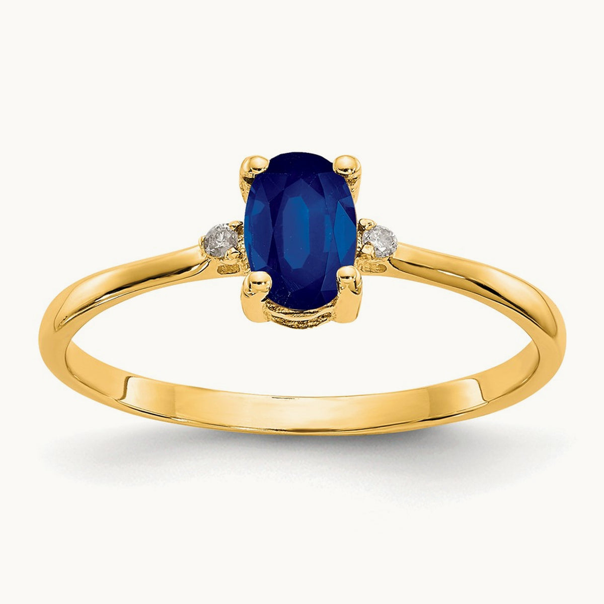 Diamond & Sapphire Birthstone Ring — 14K Yellow Gold, 6