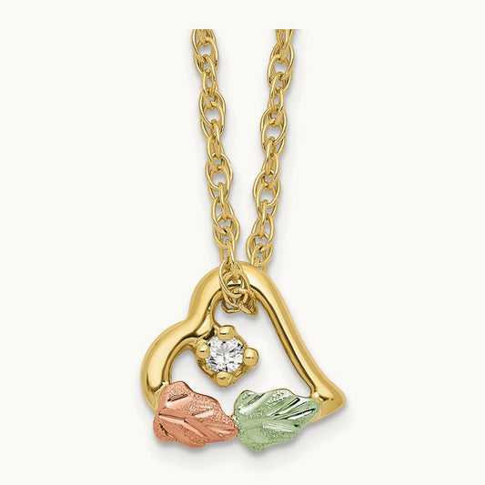 With 12K Accents Black Hills Gold Necklace, 0.05 ct tw