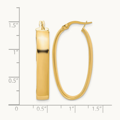 Polished Oval Hoop Earrings, 14K — Leslie's