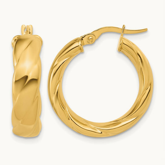 Polished and Grooved Hoop Earrings — Leslie's — 22mm