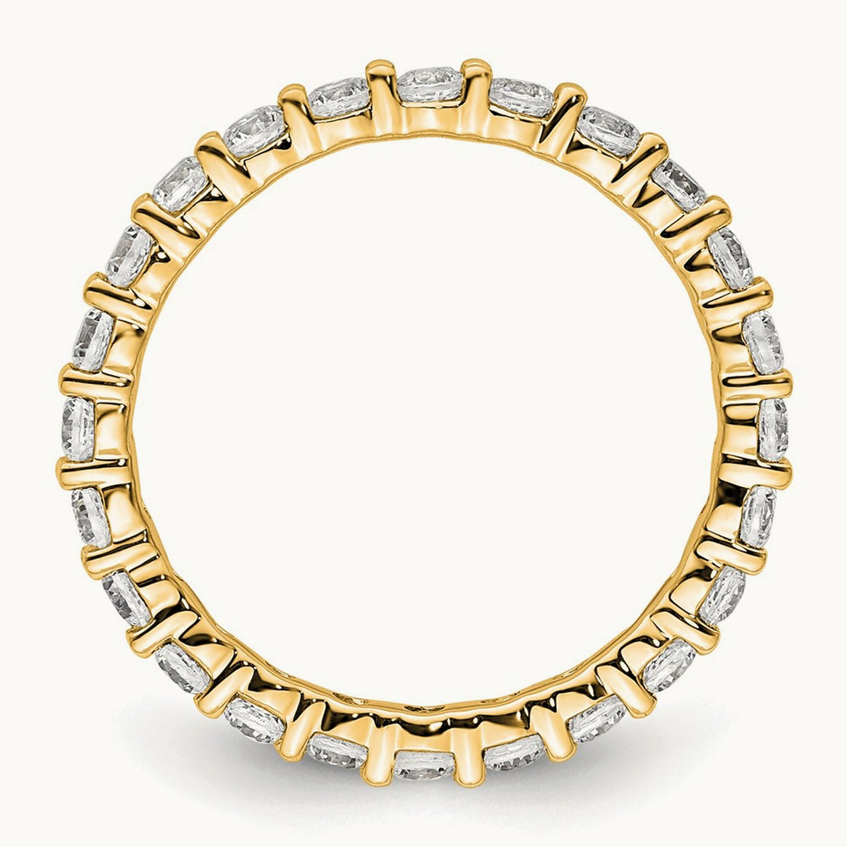 Polished Shared Prong Diamond Eternity Band — 14K Yellow Gold