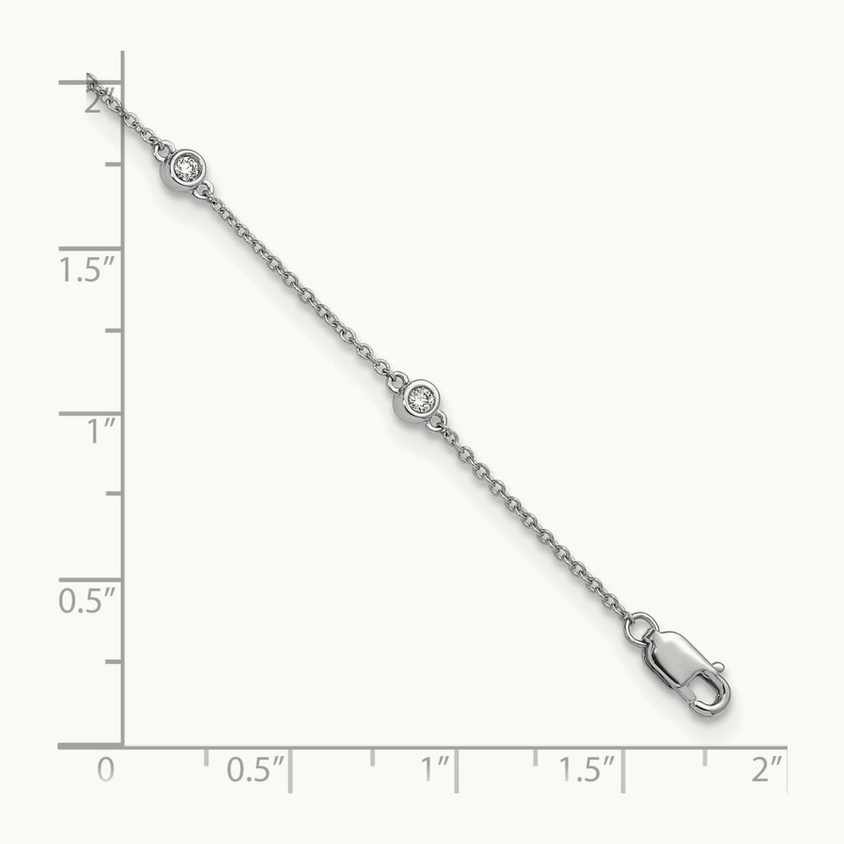 Diamond Station Cable Anklet — 14K White Gold