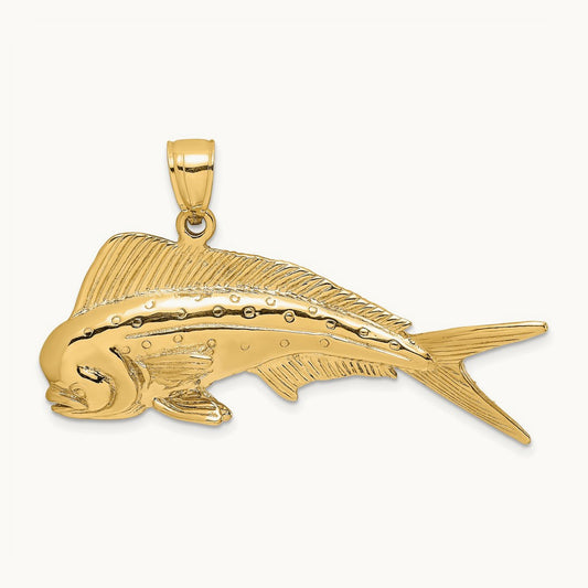 3-D Male Dorado (Mahi-Mahi) Charm, 14K