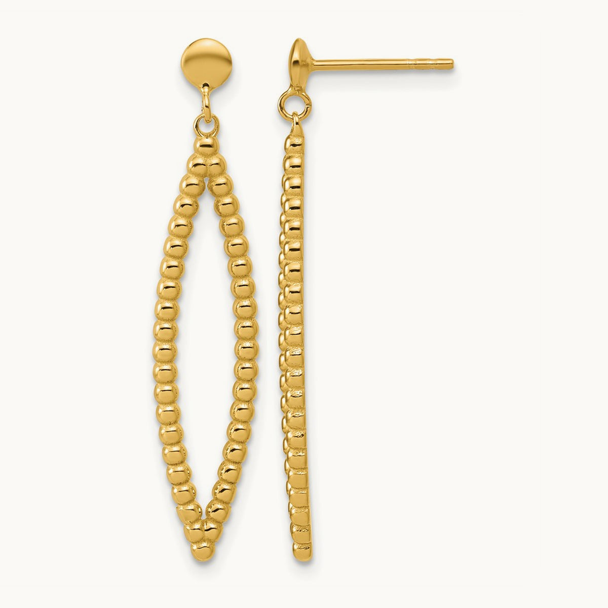 Polished Beaded Post Dangle Earrings — Leslie's — photo set