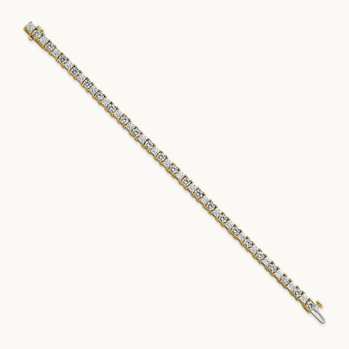 Princess/Round Tennis Bracelet, 10.00 ct tw Lab-Grown Diamond — 14K Yellow Gold