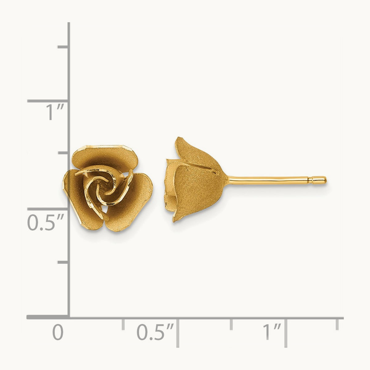 Brushed Flower Earrings — 14K Yellow Gold