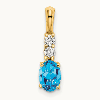 Oval Blue Topaz and Diamond Pendant — photo set