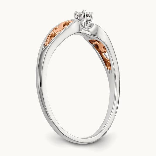 First Promise Comp. Diamond Promise/Eng Ring, 14K White Gold with Rose Gold