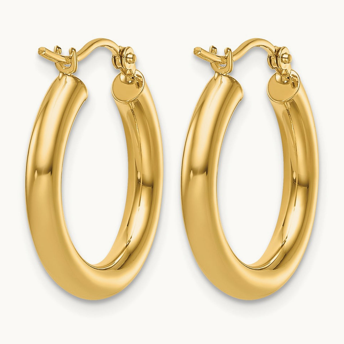 Polished Hoop Earrings — 14K Yellow Gold, 3mm