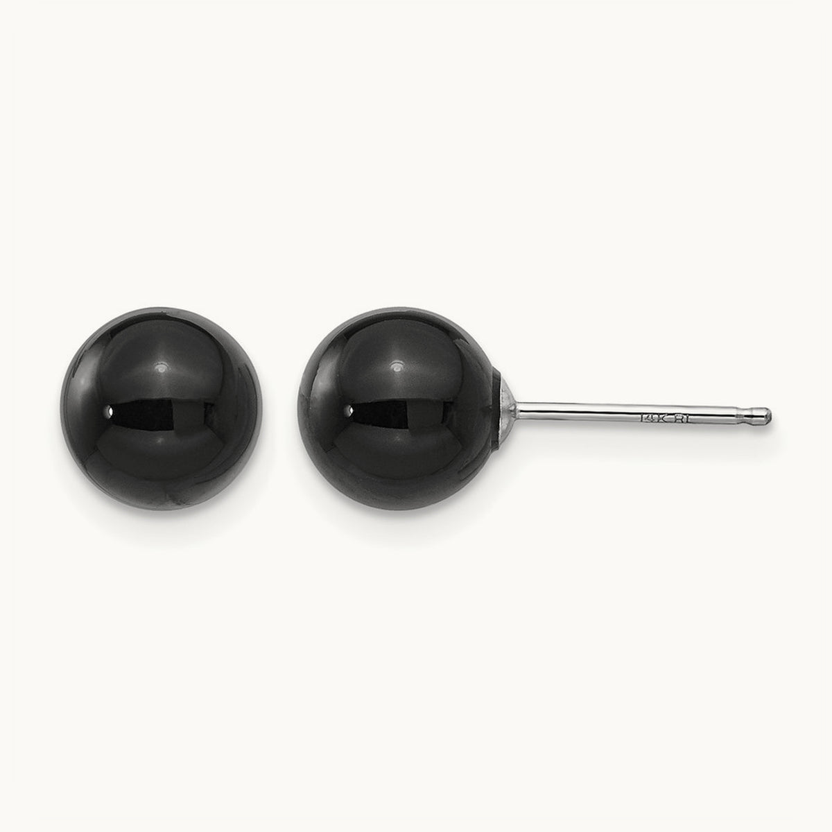 Onyx Bead Earrings — 14K White Gold