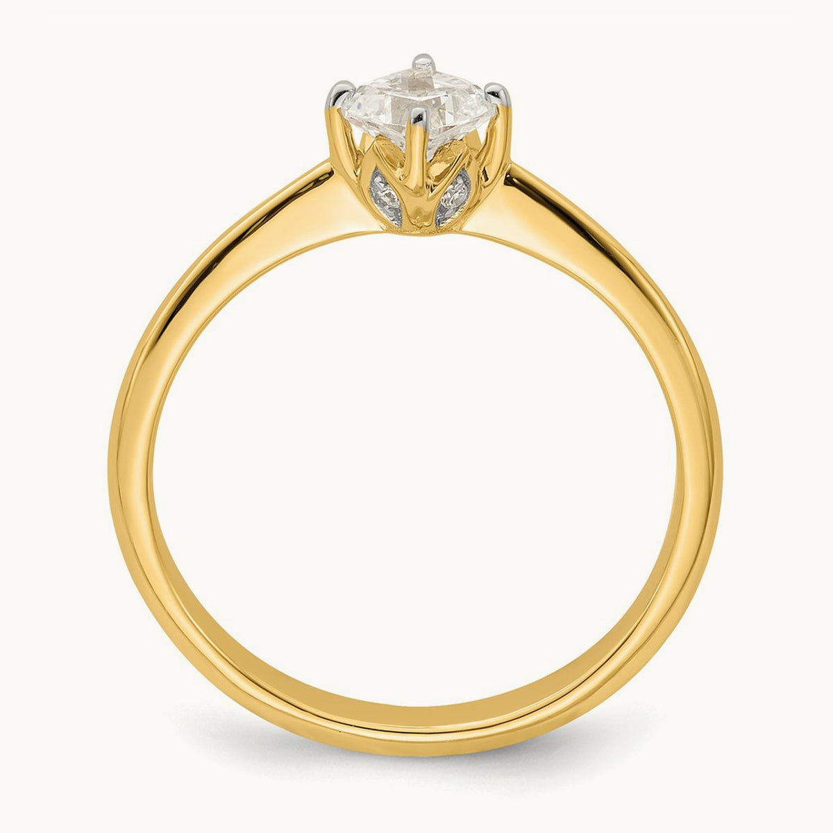 Polish Cushion Leaf Design Semi-Mount Ring — 1/2 ct, 7