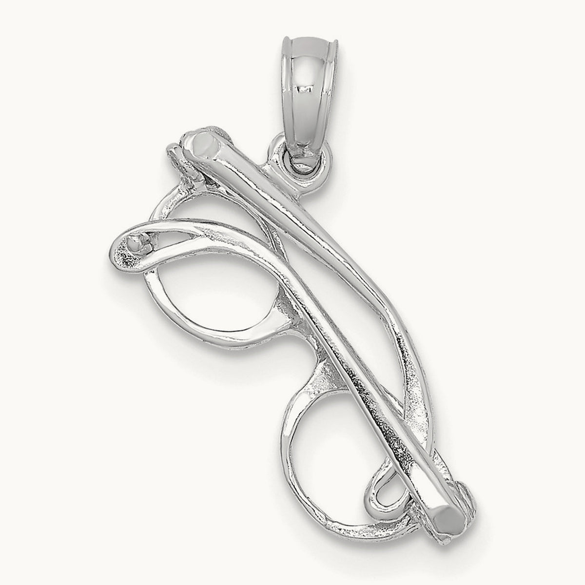 3-D Moveable Glasses Charm — 14K White Gold