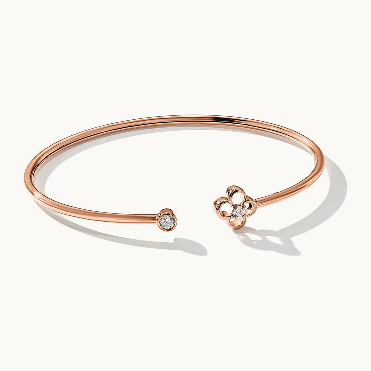 Floral Flexible Bangle, 0.15 ct tw Lab-Grown Diamond — 14K Rose Gold