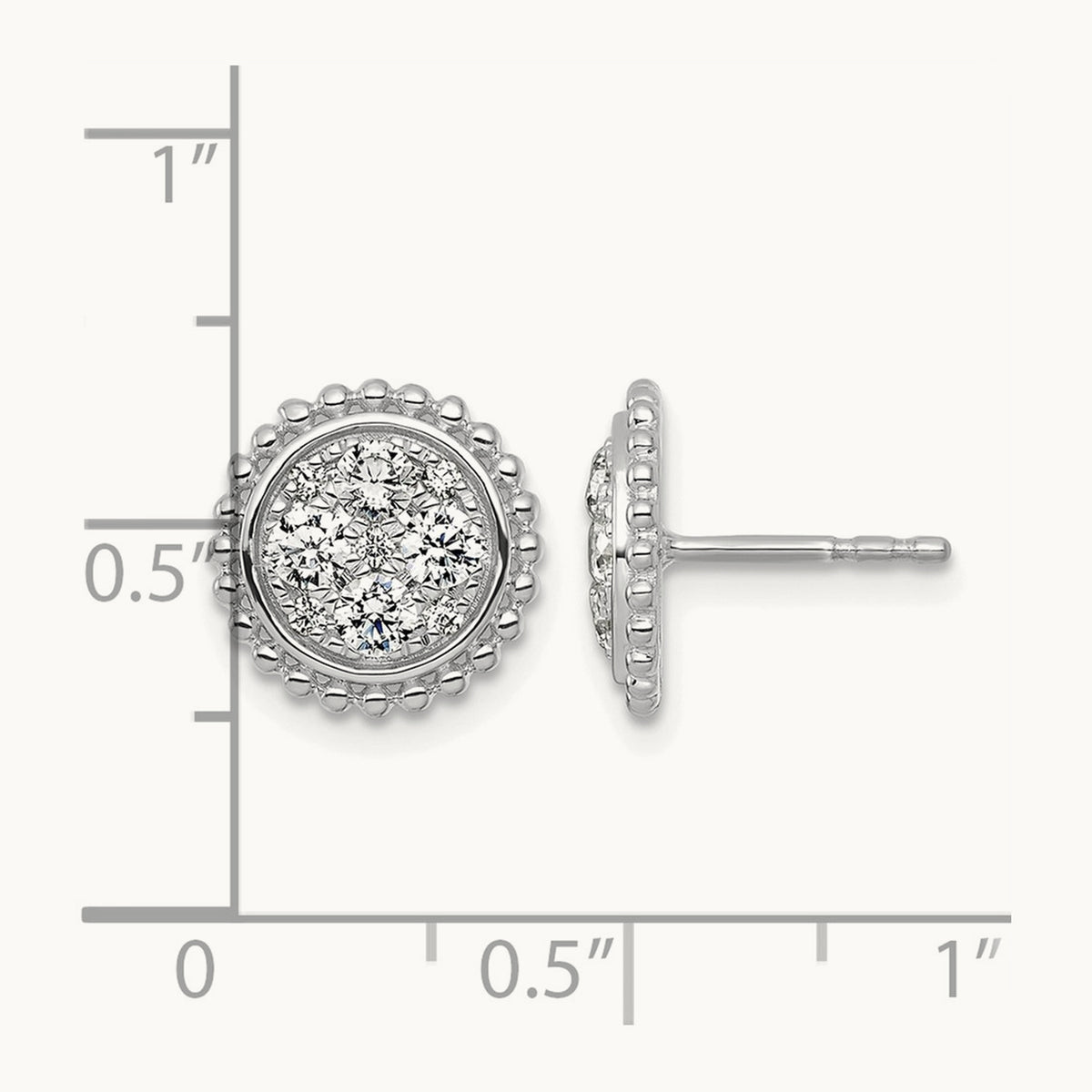 Cluster Post Earrings, 0.75 ct tw Lab-Grown Diamond — 14K White Gold