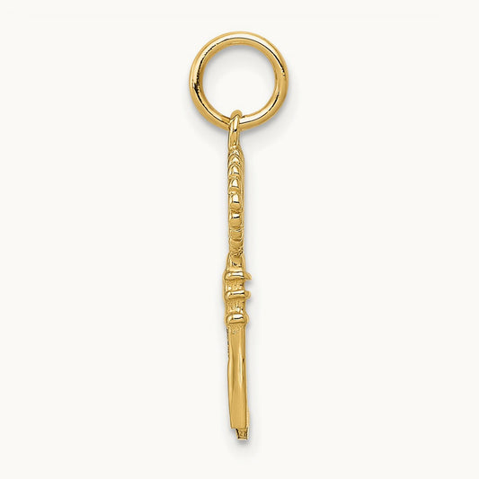 Polished Key Charm, 14K