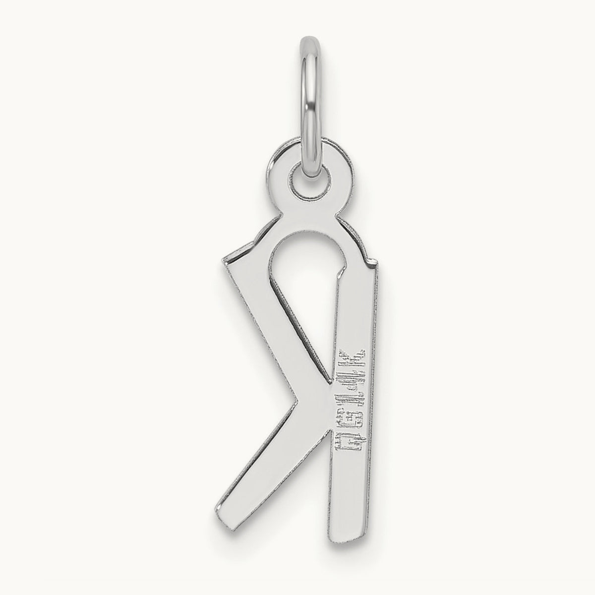 Slanted Block Initial Charm — 14K White Gold, K