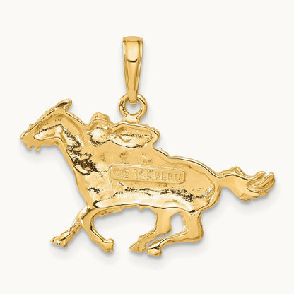 Jockey on Horse Pendant, 14K