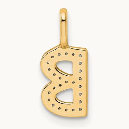 Diamond Letter B Initial Pendant, 14K Gold