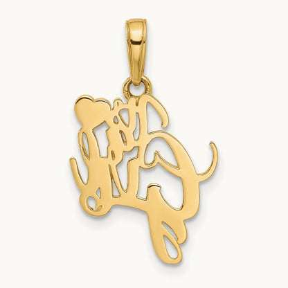 D/C Heart It's A Girl Pendant, 14K with White Rhodium