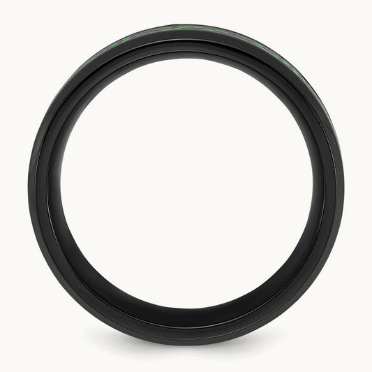 Polished Black IP Dragon Design Green Glow in the Dark Enam, Stainless Steel