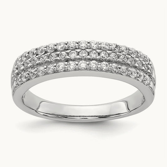 3-row Diamond Band, 14K White Gold
