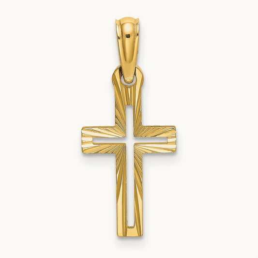 D/C Cross Charm — 14K Yellow Gold, 22mm