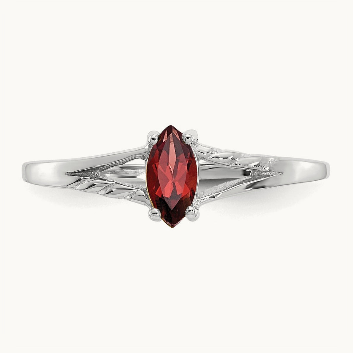 Garnet Birthstone Ring, 14K White Gold