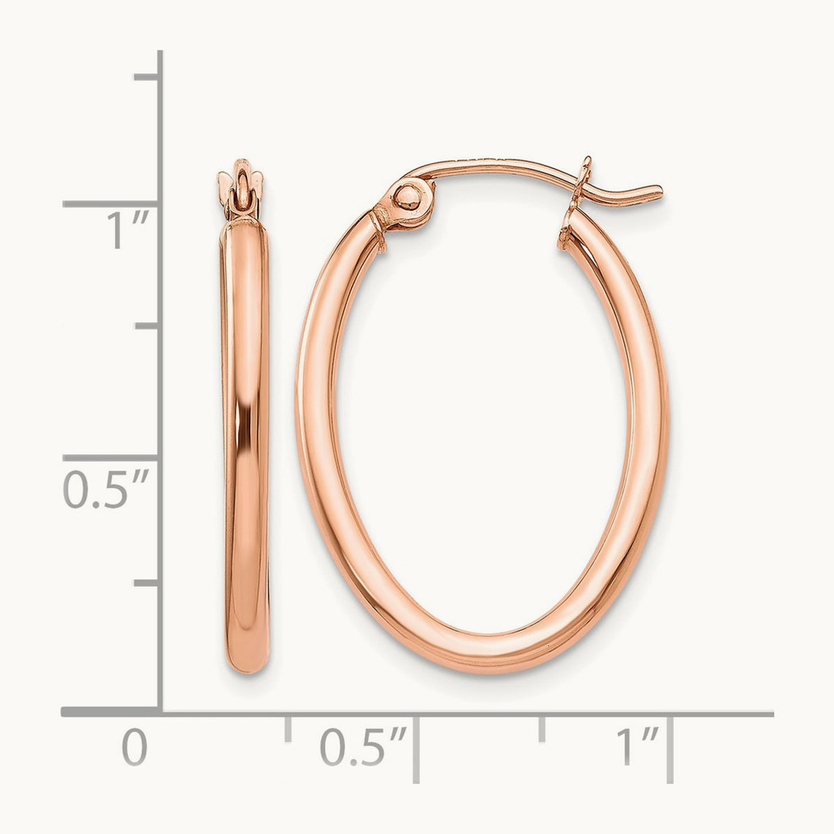 Oval Hoop Earrings — 14K Rose Gold, 17mm