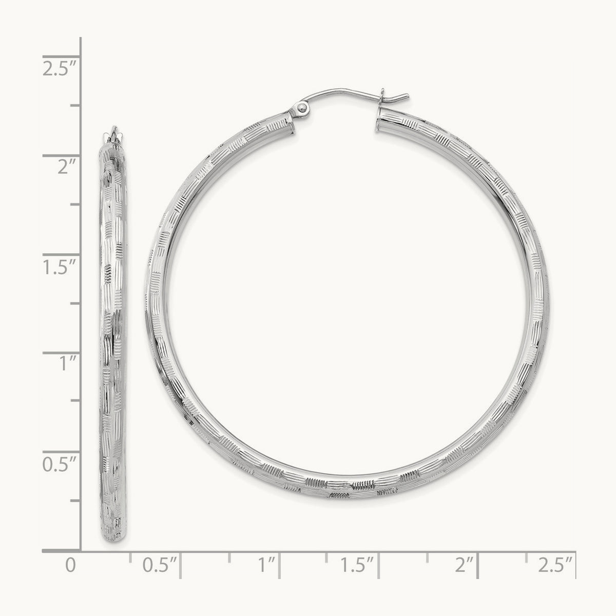 Diamond-cut Hoop Earrings, 14K White Gold