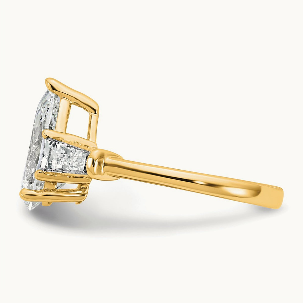 Pear/Baguette Engagement Ring — 14K Yellow Gold, 3 1/3 ct, 7