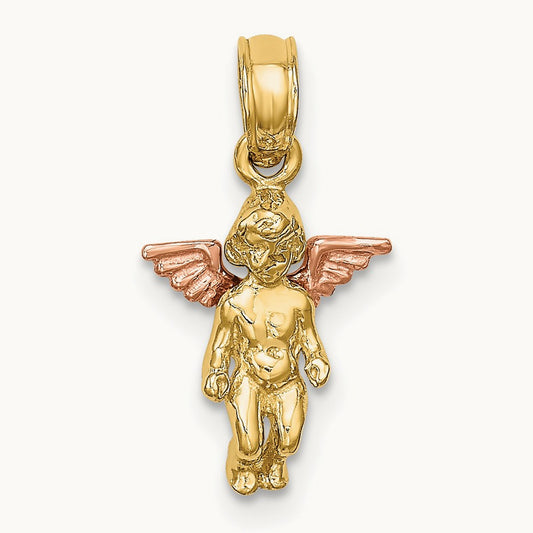 3-D Mini Guardian Angel Charm, 14K Two-tone