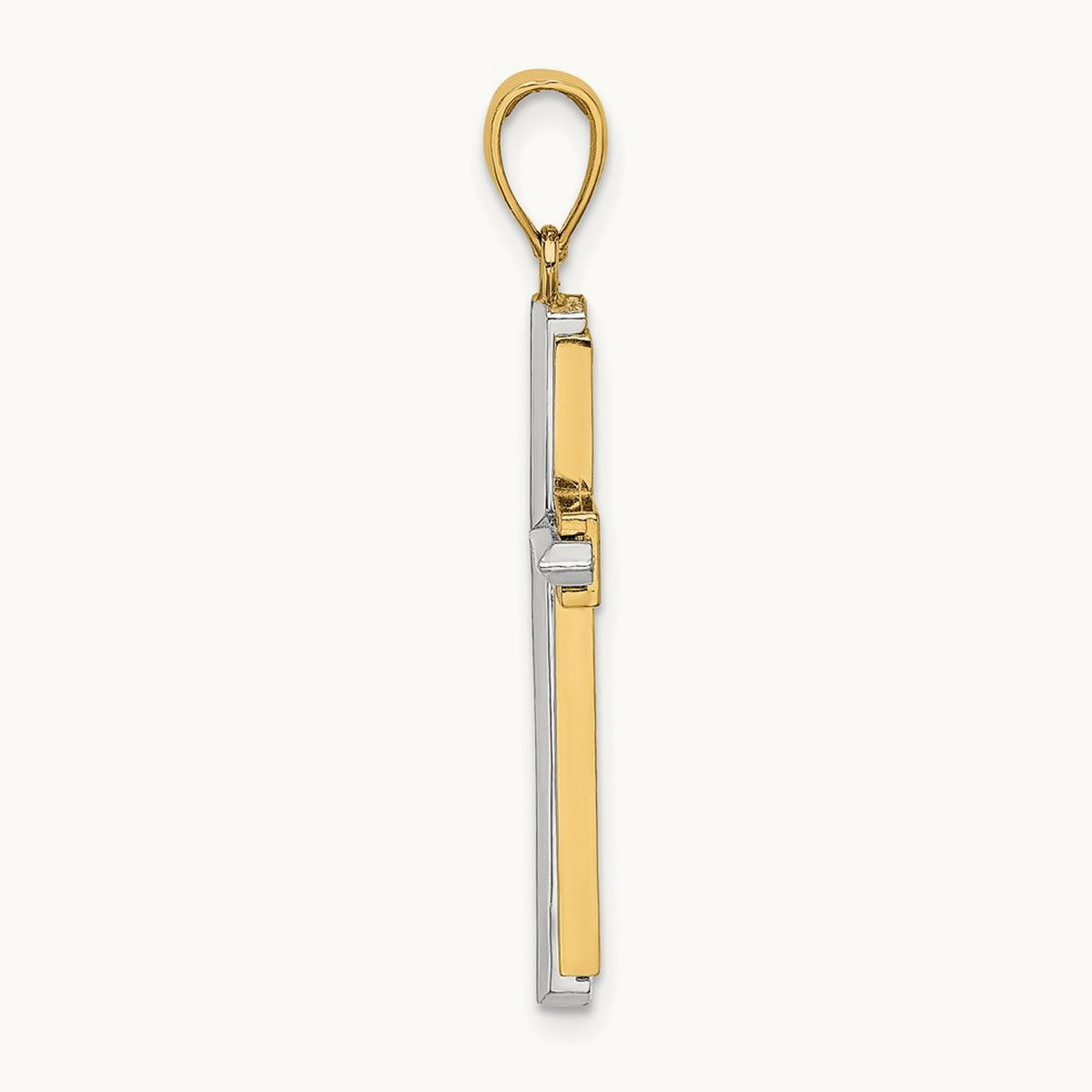 Polished Cross Charm, 14K Two-tone