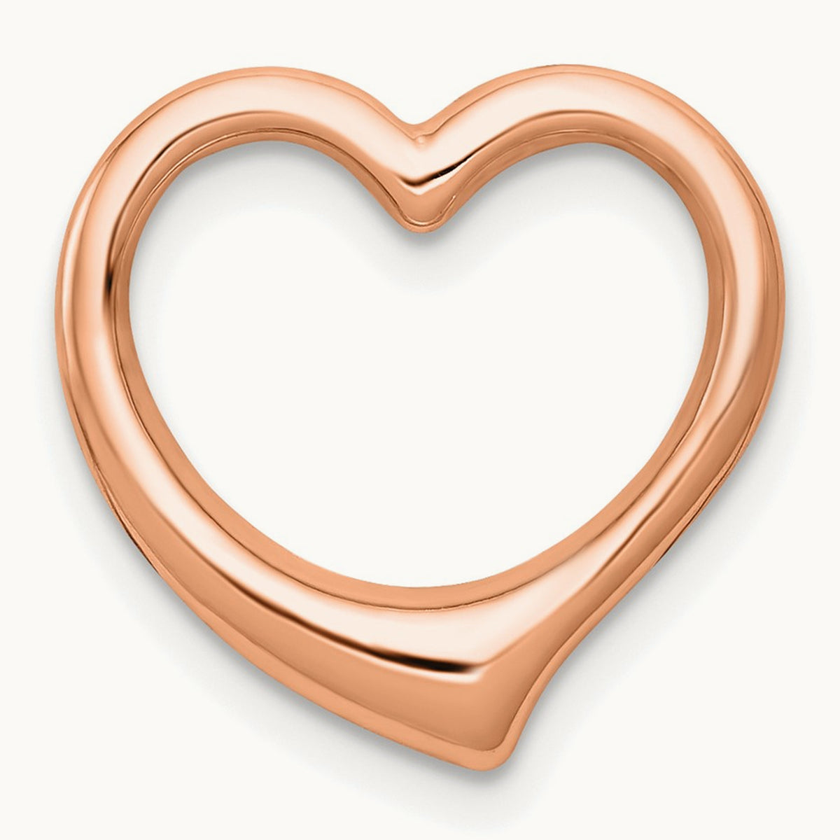 Polished Heart Chain Slide — 14K Rose Gold, 15.5mm