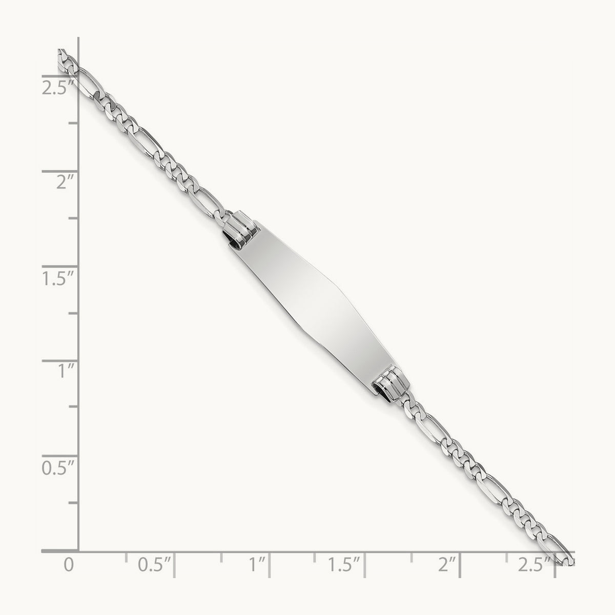 WG Soft Diamond Shape Figaro Link ID Bracelet, 14K
