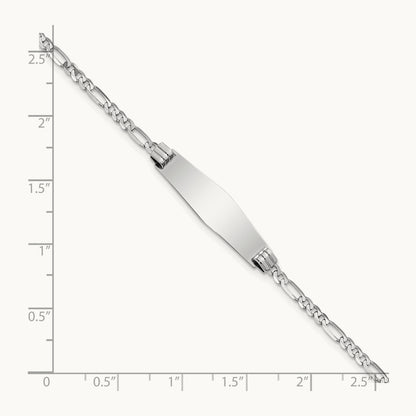 WG Soft Diamond Shape Figaro Link ID Bracelet, 14K