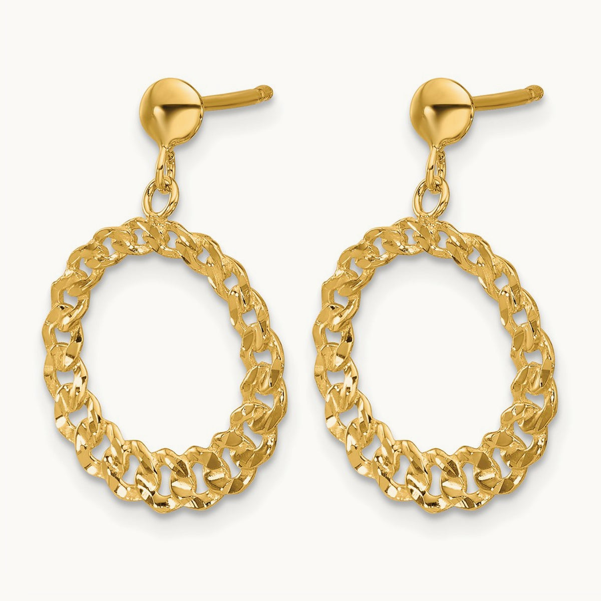 Polished and Diamond-cut Circles Dangle Post Earrings, 14K — Leslie's
