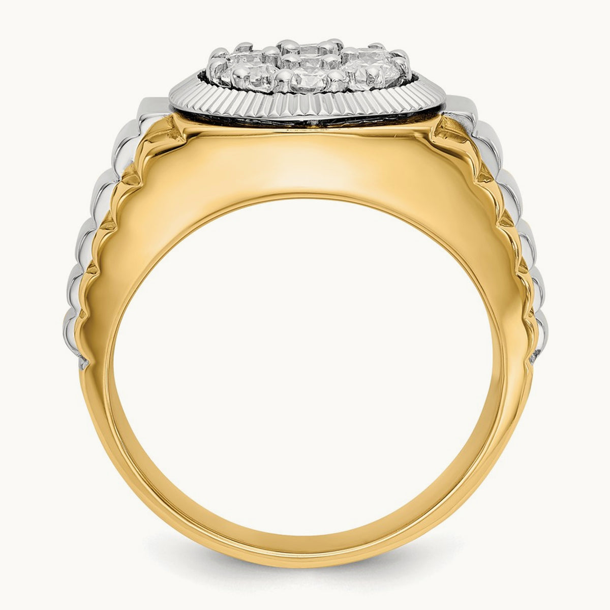 Ridged Men's Ring — 1 ct, 10