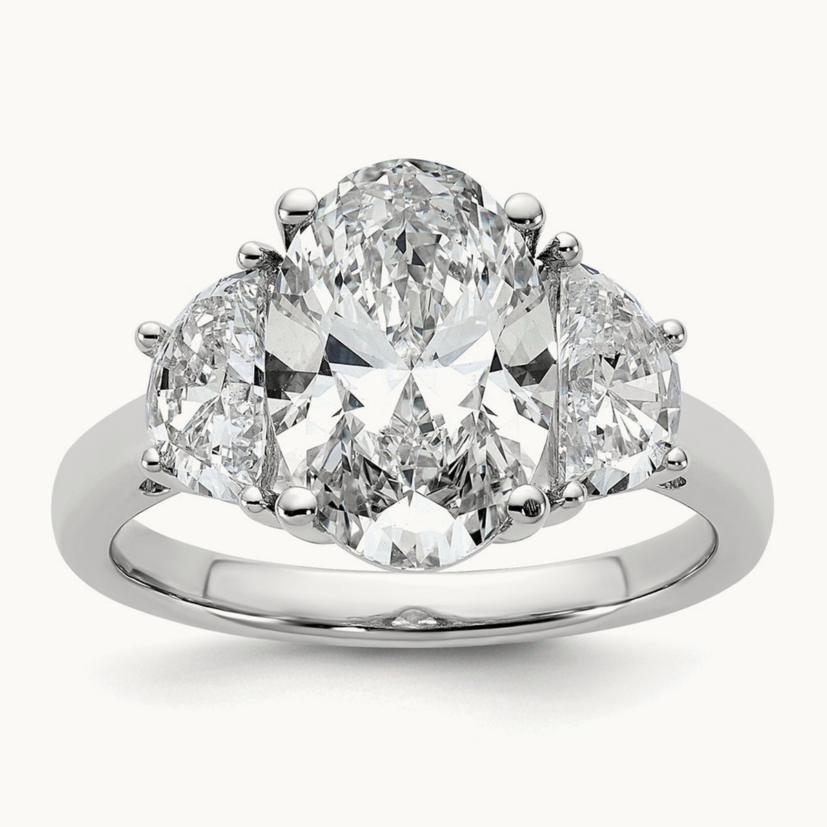 Half Moon and Oval Semi-Mount Engagement Ring, 0.50-1.00 ct tw Lab-Grown Diamond — 1 ct, 14K White Gold
