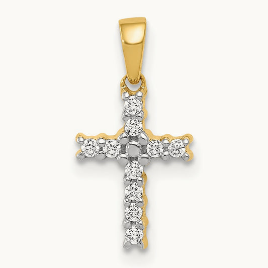 1/10ct. Diamond Latin Cross Pendant, 14K with Rhodium