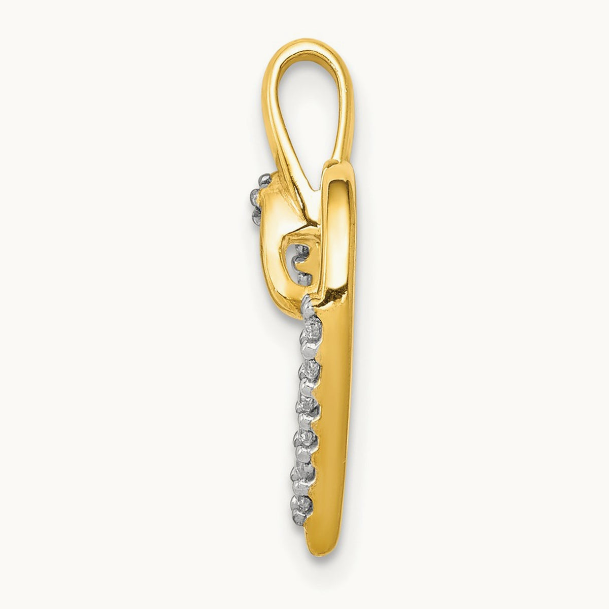 Diamond Heart Pendant — 14K Yellow Gold, 17mm