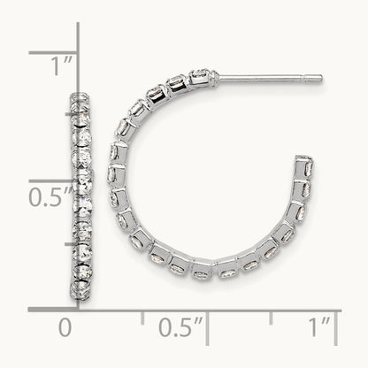 Tone 20mm Crystal J-Hoop Post Earrings