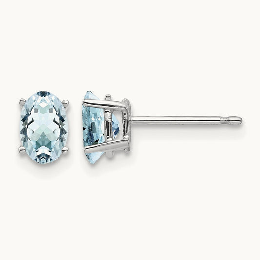 Aquamarine Earrings, 14K White Gold