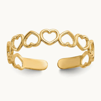 Open Hearts Toe Ring, 14K