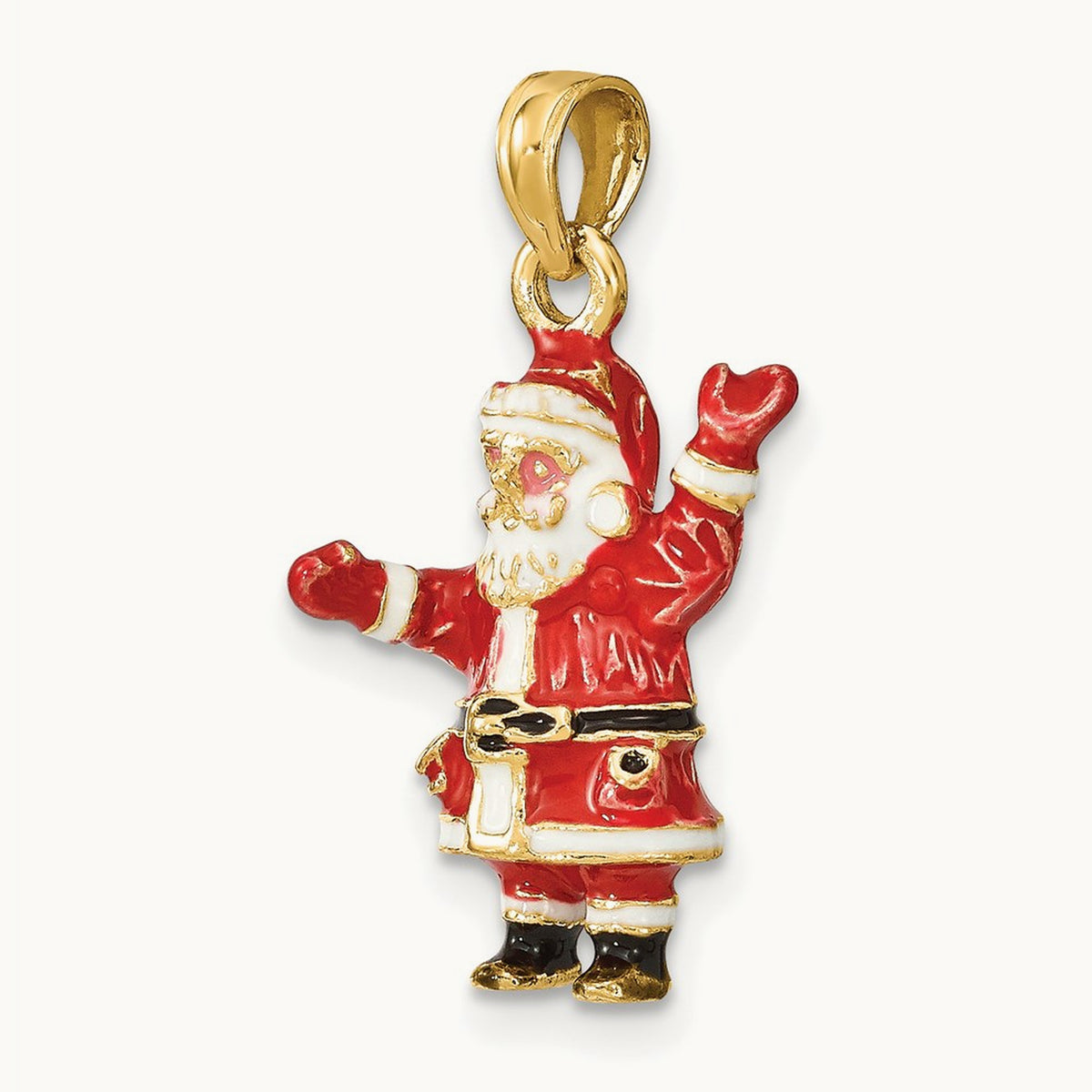 3-D Enamel Santa Charm, 14K