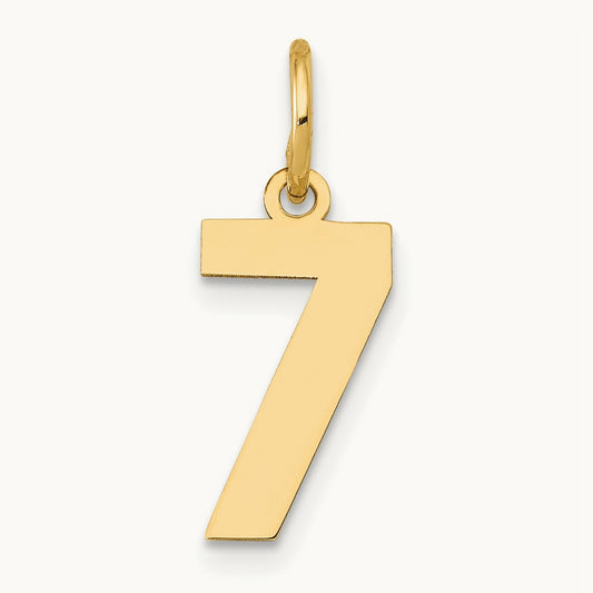 Small Polished Number 7 Charm, 14K