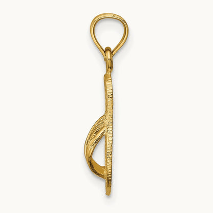 3D Polished And Textured Flip Flop Pendant, 14K